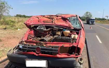 Motorista fica gravemente ferido após capotagem na BR-163 em Rio Verde (MT)