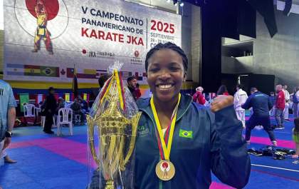 Atleta de Andradina brilha na Colômbia e leva o Brasil ao lugar mais alto no karatê&nbsp;