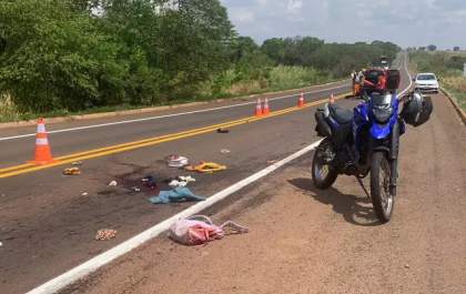 Mulher tem perna amputada em acidente com moto que levava criança de 4 anos na MS-010