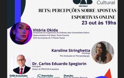 OAB de Araçatuba promove palestra sobre BETs