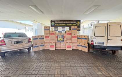 DOF localiza entreposto de cigarros e apreende dois veículos carregados
