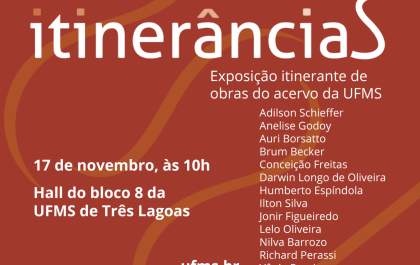 Exposição Itinerâncias chega à UFMS de Três Lagoas com obras de artistas sul-mato-grossenses