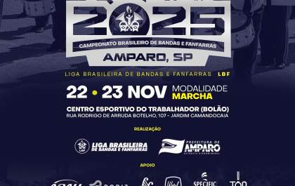 Cidade de Amparo (SP) recebe o Campeonato Brasileiro de Bandas e Fanfarras 2025