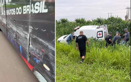 Ônibus da dupla Carreiro e Capataz se envolve em acidente com ambulância na rodovia Assis Chateaubriand