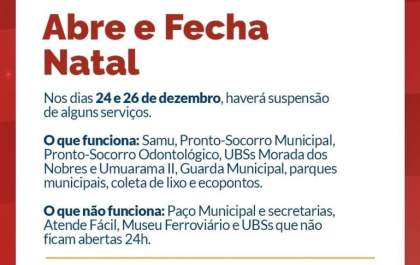 Veja como ficam os serviços públicos em Araçatuba no Natal