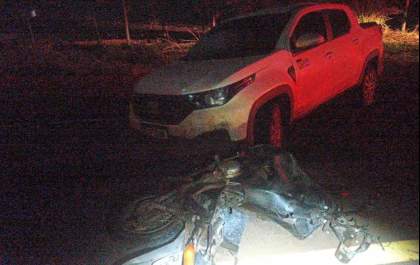 Idoso morre em trágico acidente entre moto e picape na MS-080