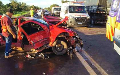 Trecho da BR-163 registra longa fila horas após acidente com morte em Nova Alvorada do Sul