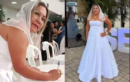 Professora toma posse vestida de noiva e diz ter “casado com a educação”
