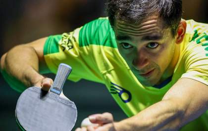 Hugo Calderano conquista medalha de bronze no torneio de tênis de mesa em Doha