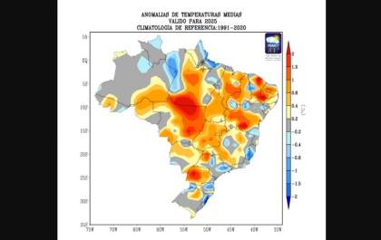 2025 foi o 7º ano mais quente no Brasil desde 1961, segundo Inmet