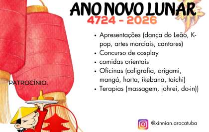 Ano Novo Lunar será celebrado com cultura, arte e tradição em Araçatuba
