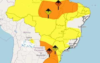 Frente fria invade Brasil e provoca temporais em MS