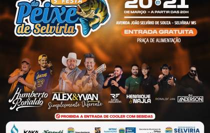 Festa do Peixe de Selvíria terá Humberto e Ronaldo e Alex e Yvan como atrações principais