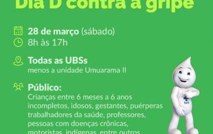 Vacinação contra a gripe mobiliza todos os postos de saúde de Araçatuba neste sábado