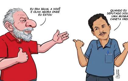 Charge: Será que o Manoel Gomes vai conseguir usar a sua caneta azul?