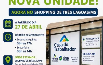 Três Lagoas terá Feirão de Empregos com entrevistas no dia 30 de abril