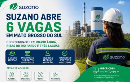 Suzano abre seis vagas de emprego em cidades de Mato Grosso do Sul