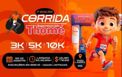 Três Lagoas se prepara para receber a 1ª Corrida Supermercado Thomé