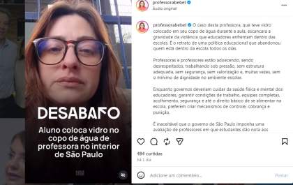 Profª Bebel critica violência contra docente e cobra valorização dos professores após caso que chocou o país