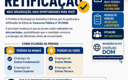 Prefeitura amplia prazo de inscrição em concurso e vai aplicar provas em dois períodos