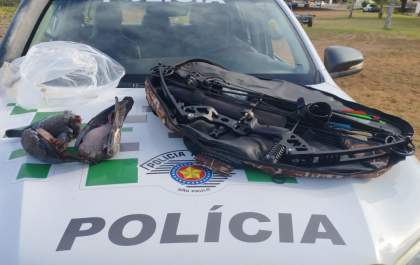 PM Ambiental flagra homem abatendo pombas com arco e flecha