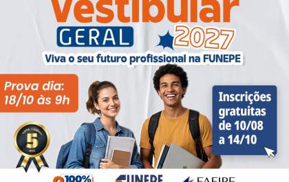 Funepe abre inscrições do Vestibular 2027 para cursos tradicionais e de Medicina
