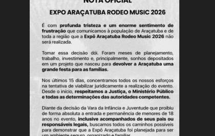 Organização anuncia que Expô Araçatuba não será realizada