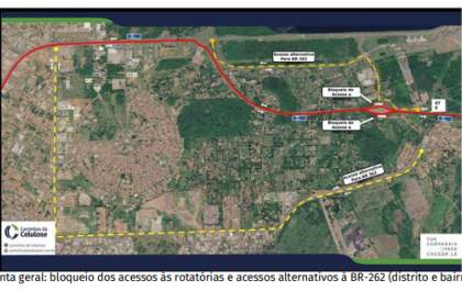 BR-262 terá acessos fechados para obras do Posto Fiscal