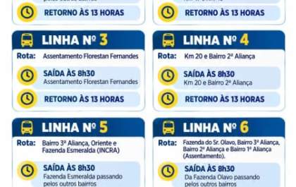 Prefeitura divulga rotas e horários do transporte de eleitores da zona rural de Mirandópolis