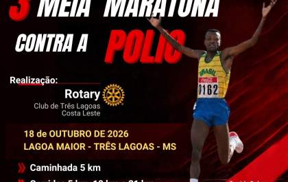 Três Lagoas recebe 3ª Meia Maratona Contra a Pólio com provas de até 21 km