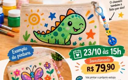 Arte com Café promove oficina infantil de pintura em estojo e chaveiro