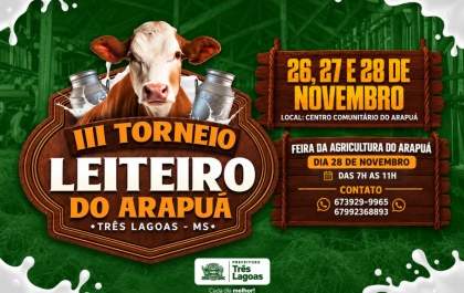 Três Lagoas abre inscrições para o 3º Torneio Leiteiro do Arapuá