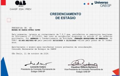 Funepe obtém recredenciamento do Escritório de Práticas Jurídicas junto à OAB