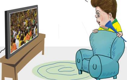 Charge - Dilma na torcida