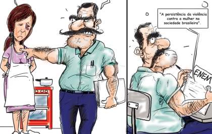 Confira a charge sobre a redação do Enem