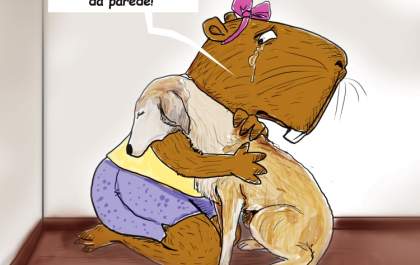 Capitu sensibilizada com cadelinha traumatizada