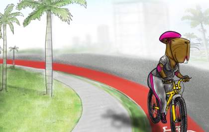 Capitu estreando a ciclofaixa da Lagoa Maior
