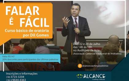 Curso de Oratória, em Andradina, é oportunidade para quem quer perder o medo de falar em público