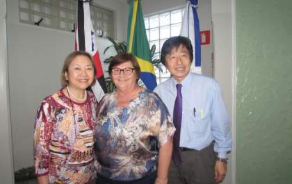Fátima Nascimento recebe atual prefeita andradinense Tamiko e o ex, Jamil Ono