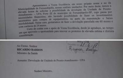 Deputado Federal pediu o fechamento da UPA de Fernandópolis