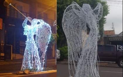 Vândalos roubam peça da decoração natalina em Jales