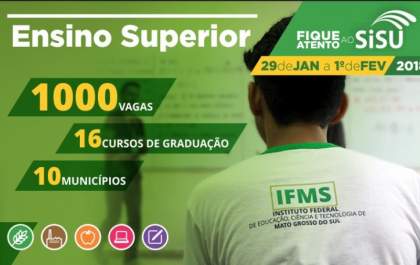 IFMS publica edital com 160 vagas para Três Lagoas na graduação para 2018