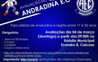 AEC realiza seletiva de atletas neste domingo