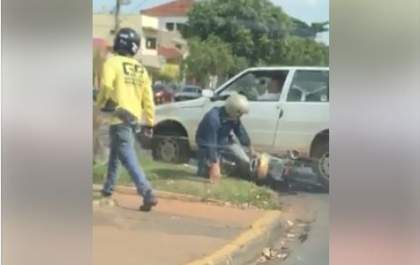 Motorista enfurecido passa por cima de motoqueiro em Três Lagoas