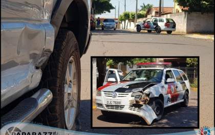 Ultrapassagem de motorista em caminhonete deixa viatura da PM destruída em Castilho