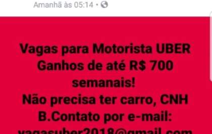 Com falsa promessa de emprego, mulher aplica golpe do Uber em Três Lagoas