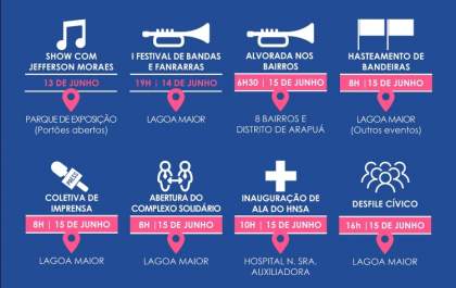 Confira o calendário de eventos oficial dos 103 anos de Três Lagoas