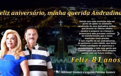 Mensagem de aniversário de Andradina do Dr Ademar Gomes