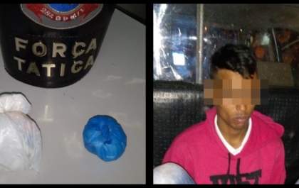 Homem é preso pela FT após descer de ônibus trazendo droga