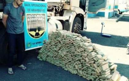 Traficante é pego com 569 quilos de maconha em tanque e pneus de carreta